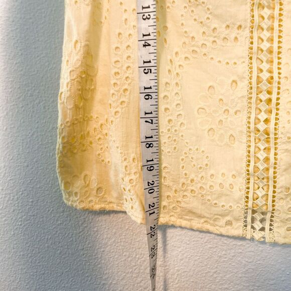 Sanctuary Embroidered Lace Ruffle Sleeve Blouse Butter Yellow S - Picture 2 of 7